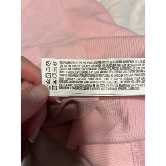 forever 21 Solid Baby pink ribbed lace tank Bodycon mini dress Small - Picture 4 of 4